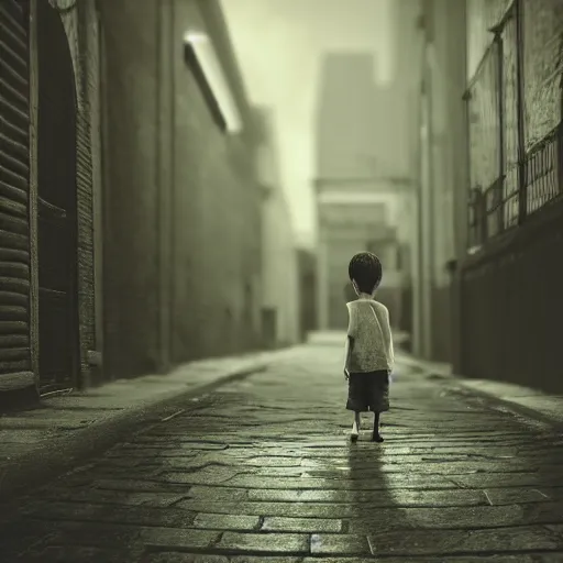lonely kid walking