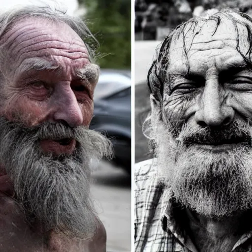 Image similar to extremely ugly dirty old man, homeless man