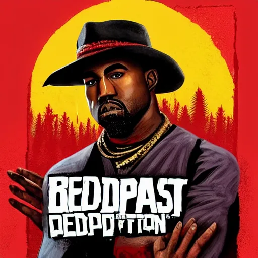 Image similar to portrait of kanye west in stephen bliss illustration red dead redemption 2 artwork of kanye west, in the style of red dead redemption 2 loading screen, by stephen bliss