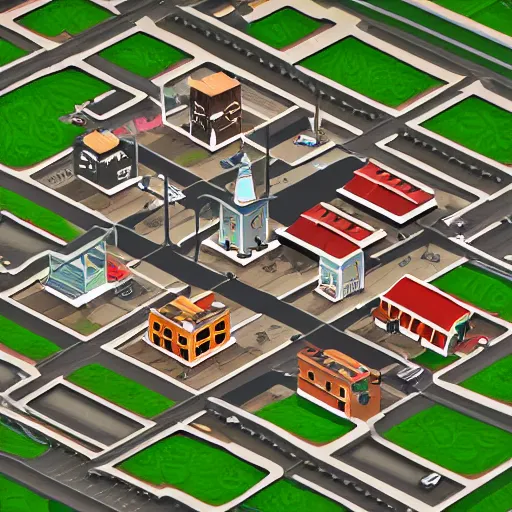 Image similar to a render of a town in a cube isometric view