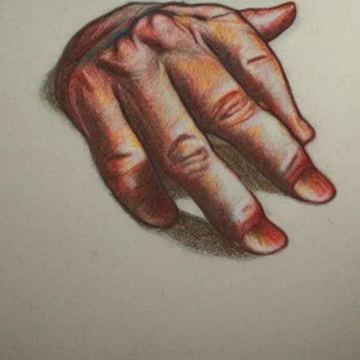 Prompt: colored pencil drawing of a grandpa's finger