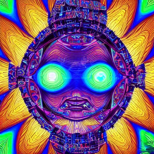 Prompt: face of god, dmt, shrooms, lsd, symmetry, impossible figure, colorful, highly detailed, grid, artstation hq, golden ratio