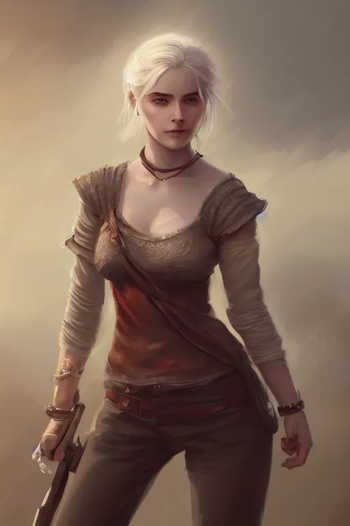 Prompt: full body portrait of a single beautiful young woman, ciri by francis tneh in front of a detailed background, highly detailed portrait, digital painting, artstation, concept art, smooth, sharp focus ilustration, artstation hq