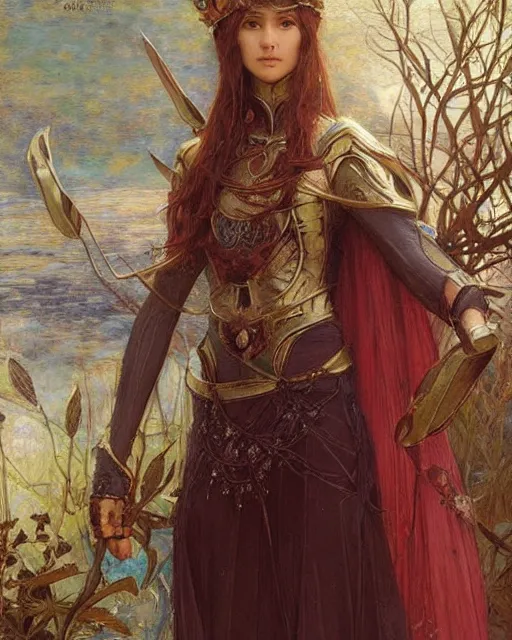 Image similar to a beautiful elf queen by Edgar Maxence and Ross Tran and Michael Whelan Jules Bastien-Lepage