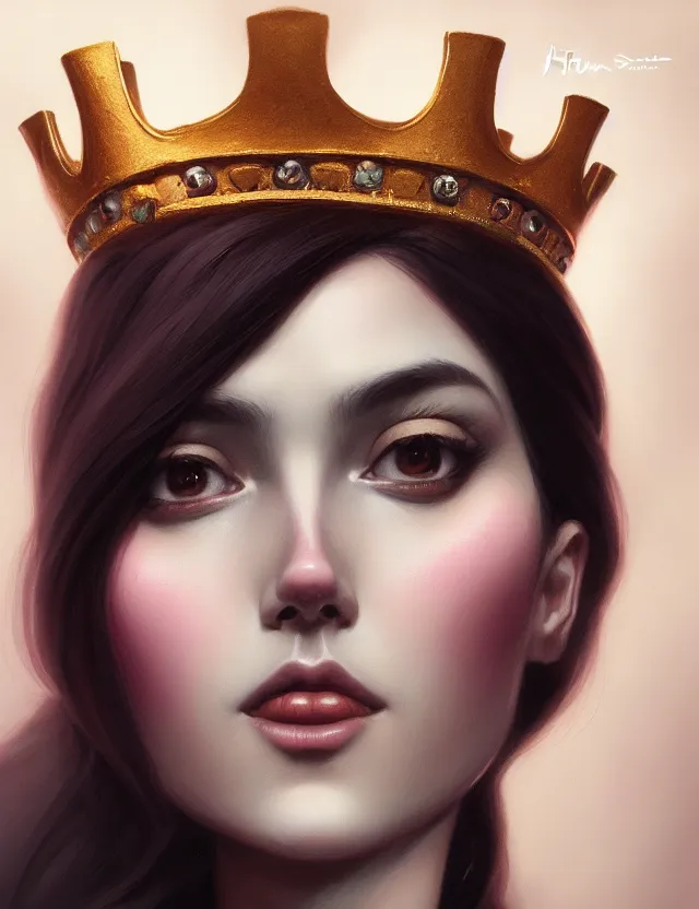 Image similar to blurred background. close-up portrait of a goddess in crown, by Artgerm and Afarin Sajedi and greg rutkowski. octane render. photorealism.