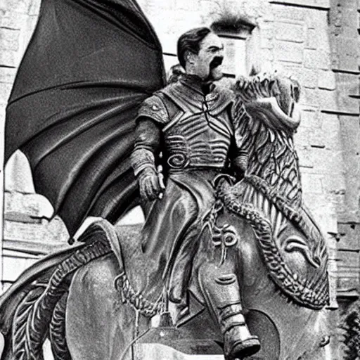 Prompt: Photo of Stalin riding a Dragon from game of Thrones,