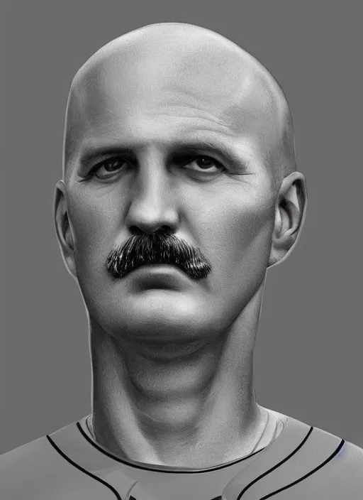 Image similar to digital portrait of a famous baseball player looking like alexander lukashenko, photo realism