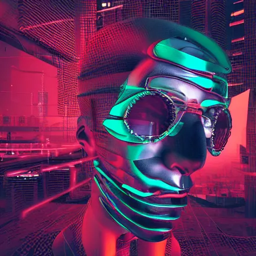 Image similar to album cover 3 d art cyberpunk abstract