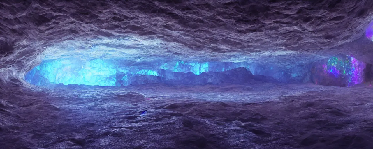 Image similar to An Enormous Opal Cavern Scintillating with Refraction and Glory, Resplendent in Beauty, Octane Render, 8k resolution, Hyperrealism