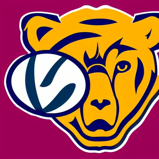 Image similar to A logo for the Bears sports team with a bear mascot grasping a Rugby Union football, vector, graphic design, 3D lettering, NFL, NBA