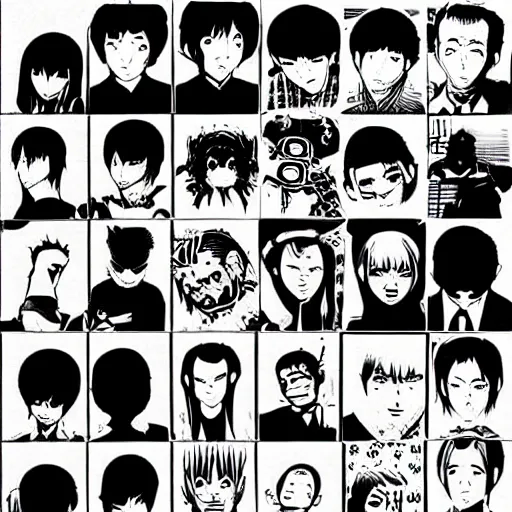 Prompt: horror manga stickers of tomii by junji ito