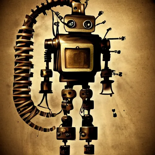 Prompt: a steampunk robot