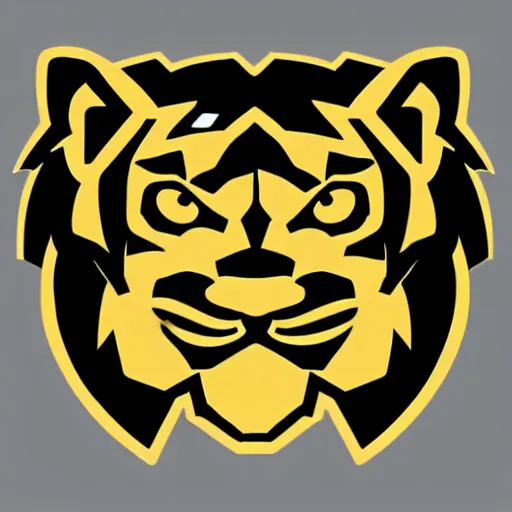 Prompt: a golden panther head logo, sports logo, esports mascot, simplistic, high school mascot,