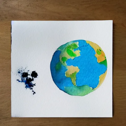 Prompt: Earth, minimalistic, anime style, watercolor