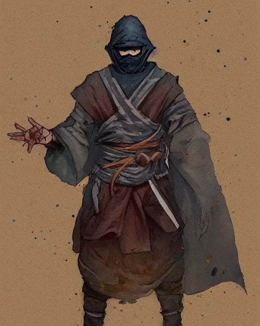 Prompt: a oil / watercolor painting full body character portrait of a cleric / ninja in the style of moebius in the style of leonard boyarsky trending on artstation deviantart pinterest furaffinity detailed photorealistic highlights and shadow hd 8 k post - processing high resolution