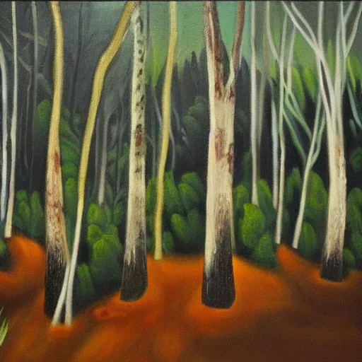 Prompt: a painting of a thick forest, Michael Menzel