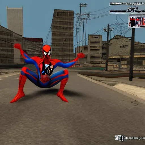 Image similar to spider man in gta san andreas, screenshot