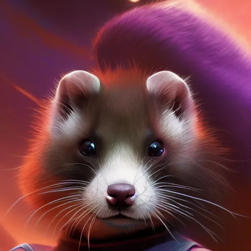 Image similar to A ferret is Thanos, hyperdetailed, artstation, cgsociety, 8k