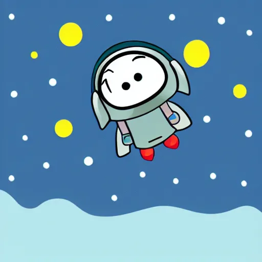 Prompt: cute astronaut penguin floating on space, minimalist cartoon style