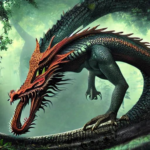 Image similar to a jungle dragon, photorealistic hd image