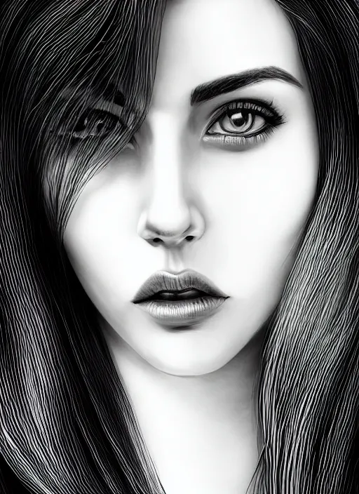 Image similar to up close portrait of a beautiful woman in black and white, photorealistic, upper body, in the style of kevin Kostic, art by diego fazio and diegoKoi stanley lau, intricate, elegant, hyper sharp focus, artgerm, 8k highly detailed