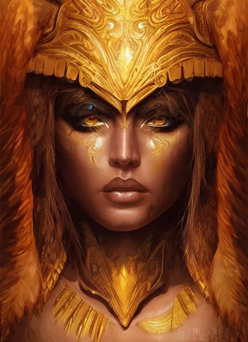 Image similar to a highly detailed symmetrical painting of a female amazon warrior with piercing beautiful eyes in dark tomb setting, dynamic lighting, ambient lighting, deviantart, art by artgerm and karol bak and mark brooks