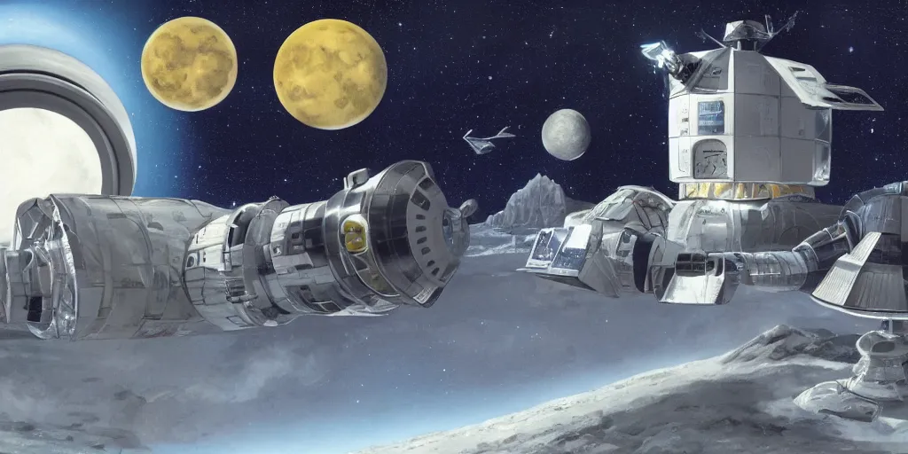 Prompt: moonbase alpha, space : 1 9 9 9, desktop wallpaper, very detailed,