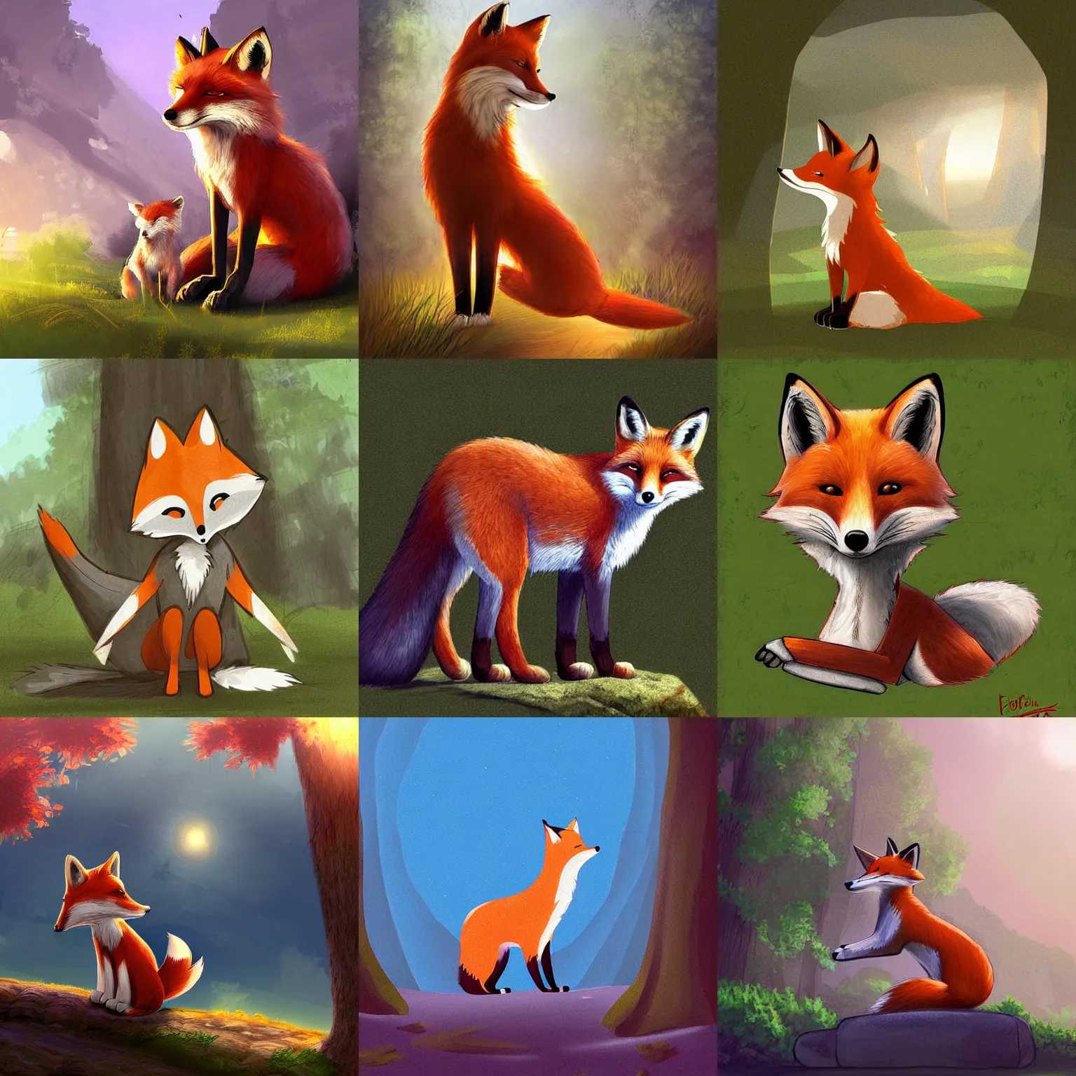 Prompt: fox saying goodbye before leaving for an adventure, high quality digital art, concept art