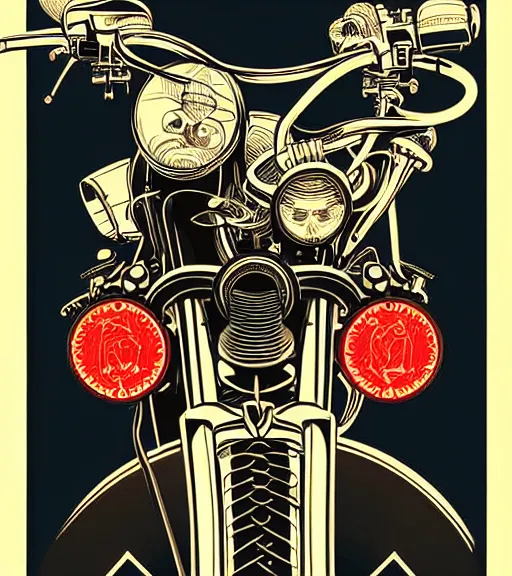 Prompt: Dangerous Biker illustration Poster, vector art style, medium shot, intricate, elegant, highly detailed, digital art, ffffound, art by JC Leyendecker and sachin teng