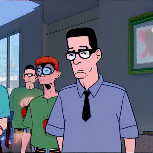 Image similar to hank hill in spider man enter the spider - verse, epic, extreme detail, soft focus, cinematic,