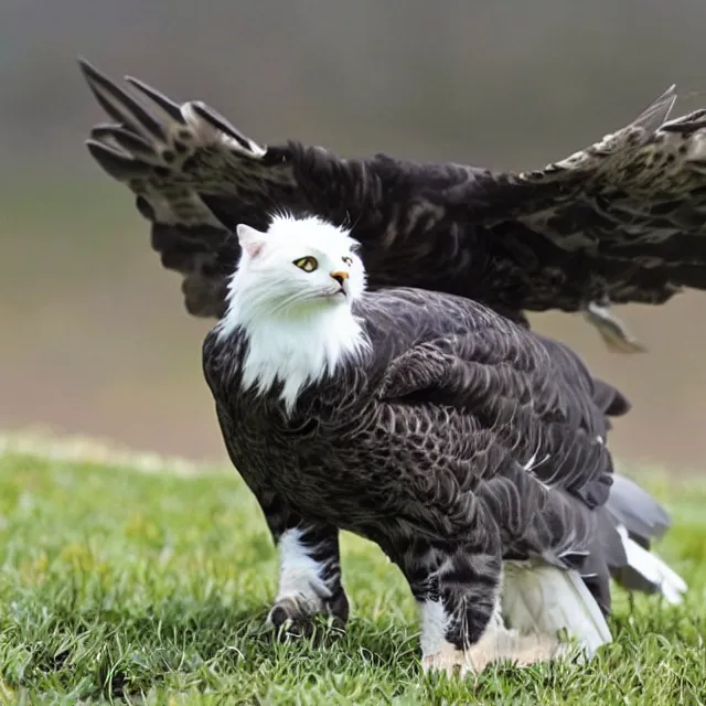 Image similar to a picture of a cat - eagle hybrid