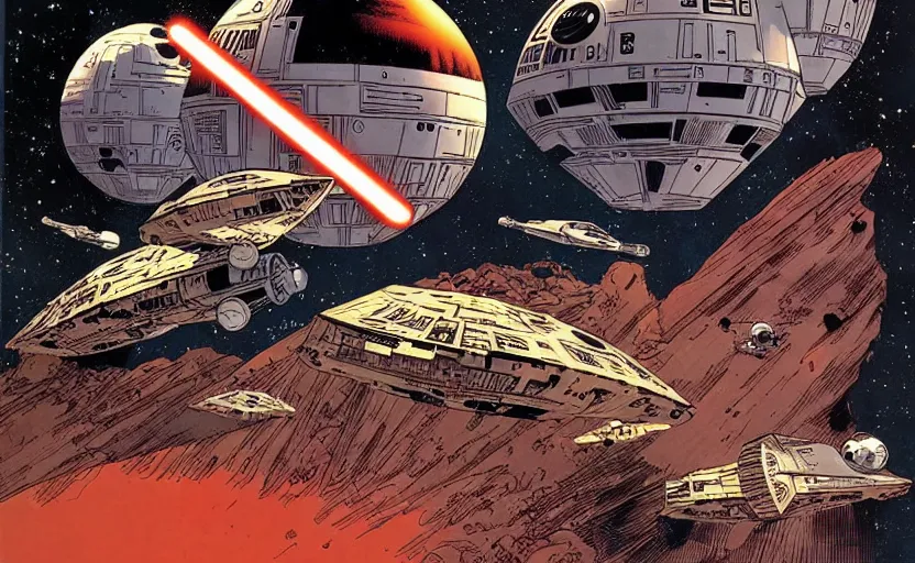 Image similar to Star Wars by Frank Miller Moebius