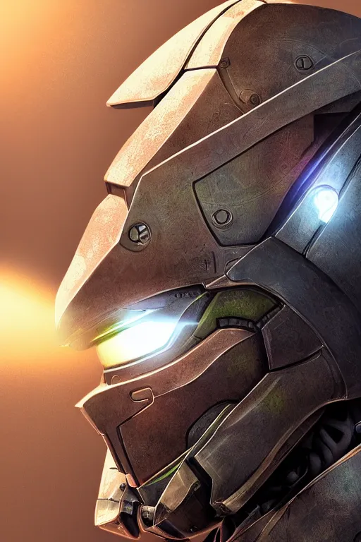 Image similar to robot ninja mask helmet halo master chief radiating a glowing aura global illumination ray tracing hdr fanart arstation by ian pesty and katarzyna da „ bek - chmiel