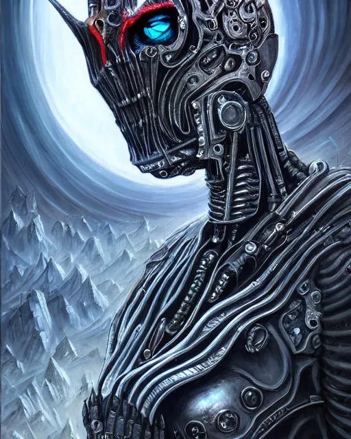 Image similar to cyborg black metal singer, by antonio j. manzanedo, giger, alex grey, android jones, wayne barlowe, philippe druillet, raymond swanland, cyril rolando, josephine wall, harumi hironaka, trending on artstation