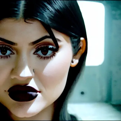 Image similar to Live Action Still of kylie jenner in the movie SAW, real life, hyperrealistic, ultra realistic, realistic, highly detailed, epic, HD quality, 8k resolution, body and headshot, film still