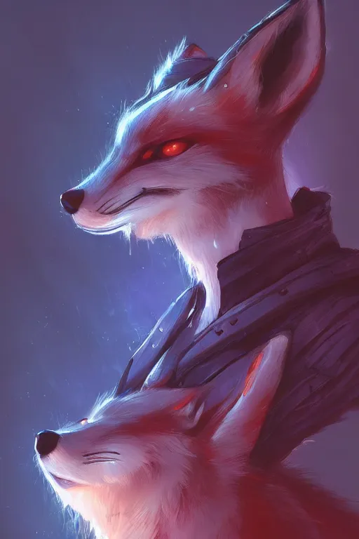 Image similar to a fox fursona, trending on artstation, by kawacy, furry art, digital art, cyberpunk, high quality, backlighting