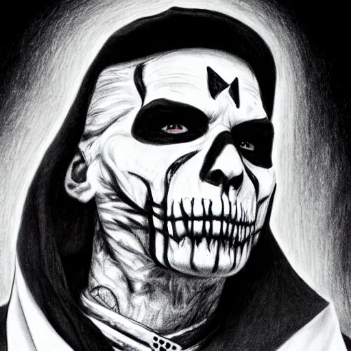 Image similar to pencil illustration of Papa Emeritus 8k high detail