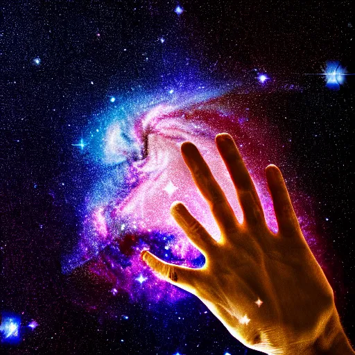 Image similar to Photorealistic hand-shaped galaxy, taken through a telescope, universe, 4K, 8K, HDR