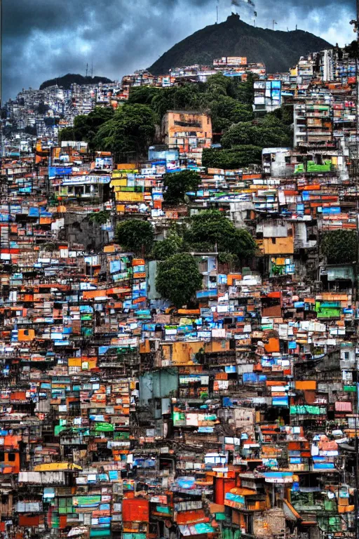 Prompt: favela rio de janeiro, 8 k, hdr, great light, gustave courbet, annie leibowitz