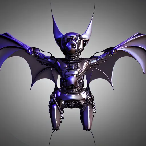 Prompt: a cybernetically enhanced bat, digital art, 3 d render, blender