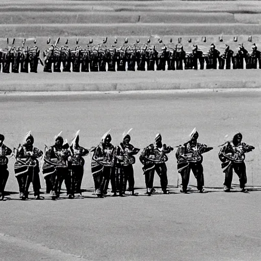 Image similar to Alternate history, Mongol Empire, Ulaanbaatar 1987, Mongol Empire military parade, photograph, 1980s