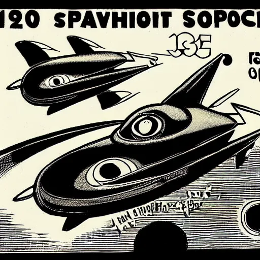 Image similar to 1920's cartoon spaceship