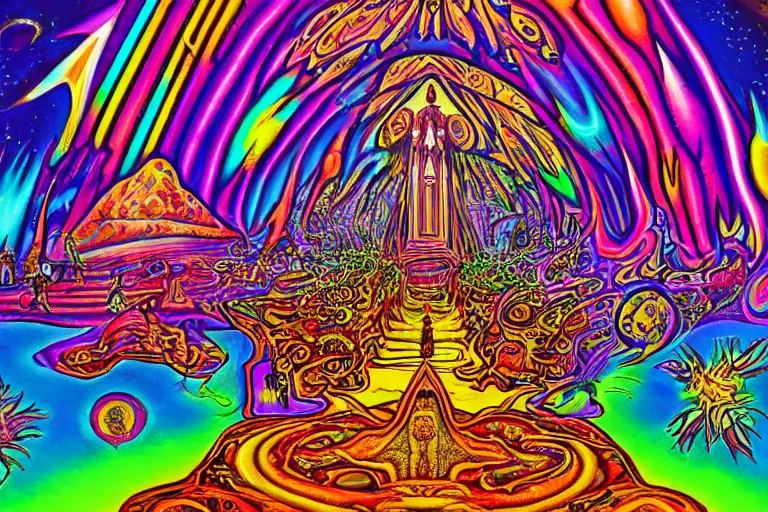 Image similar to psychedelic visions of the church of the sub - genius on dmt