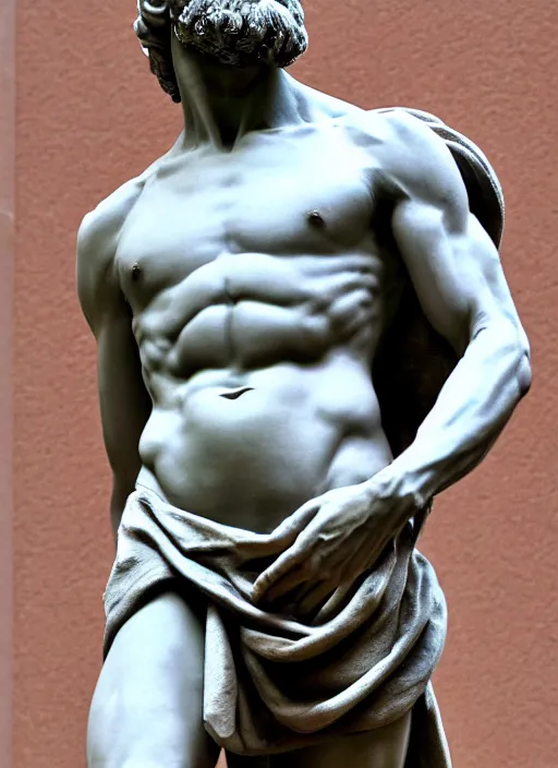 Image similar to Michelangelo's statue of Pewdiepie, highly detailed, 8k