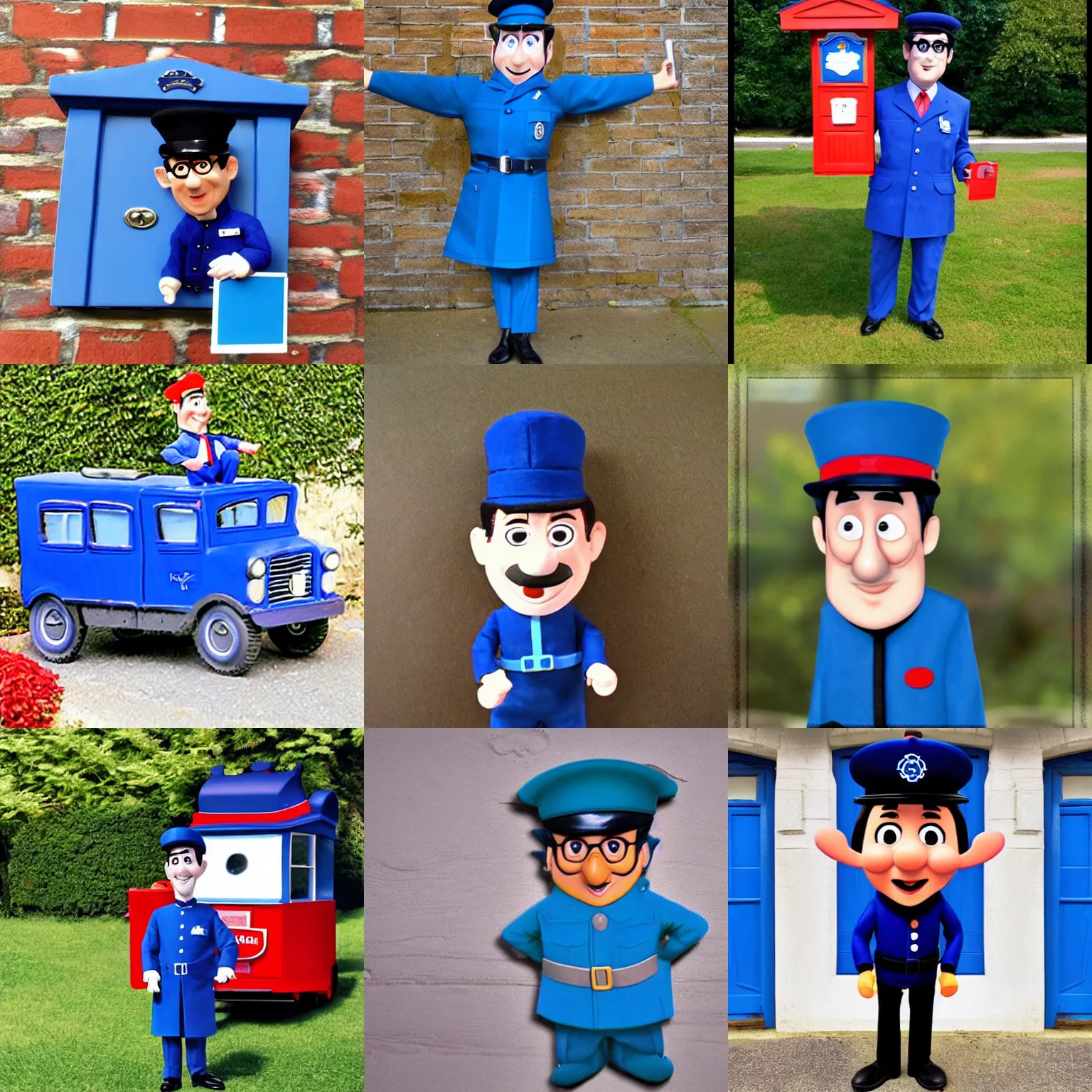 Prompt: blue postman pat