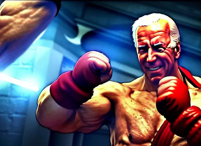 Image similar to joe biden in street fighter v ( 2 0 1 7 ), dynamic pose, official media, ps 4 in - game cinematic, 5 k