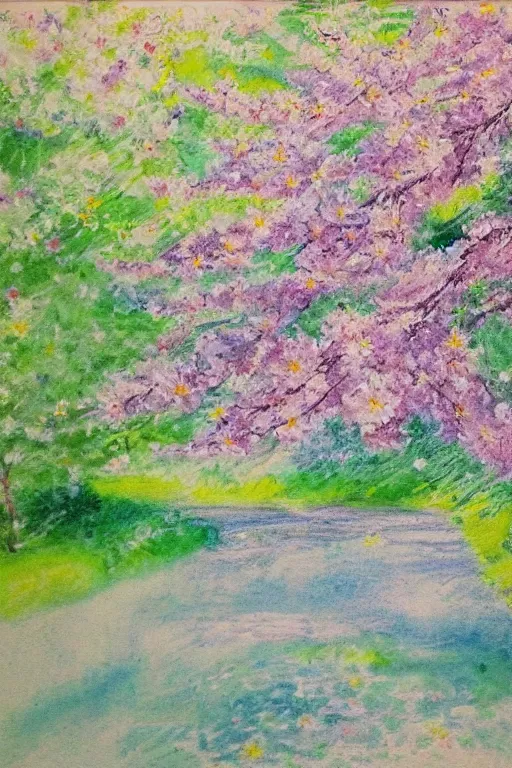 Image similar to Hanami flowers in impressionism style