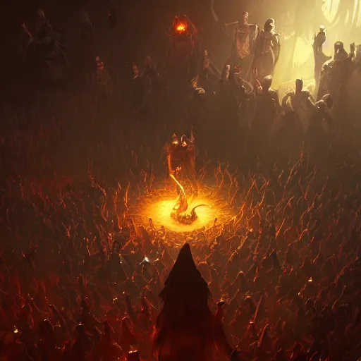 Prompt: a crowd of people summon a demon, Artstation