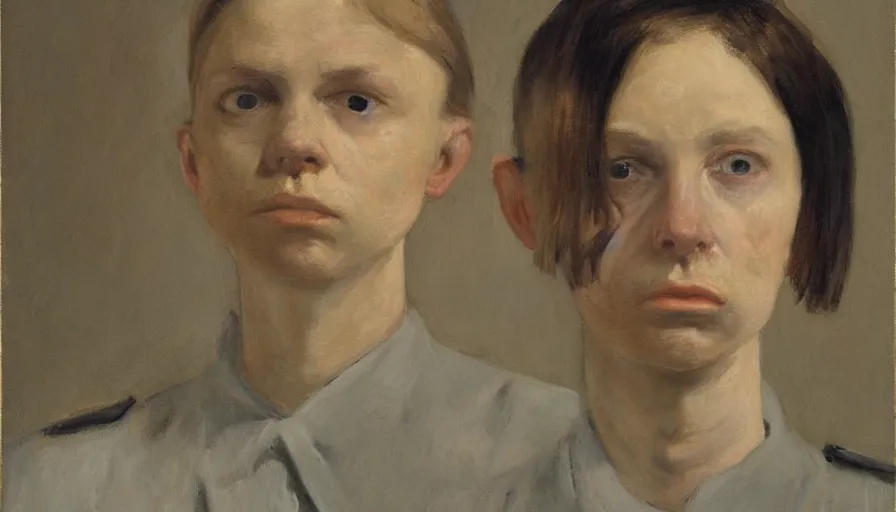 Image similar to painting by borremans, self - portrait, detailed, stunning