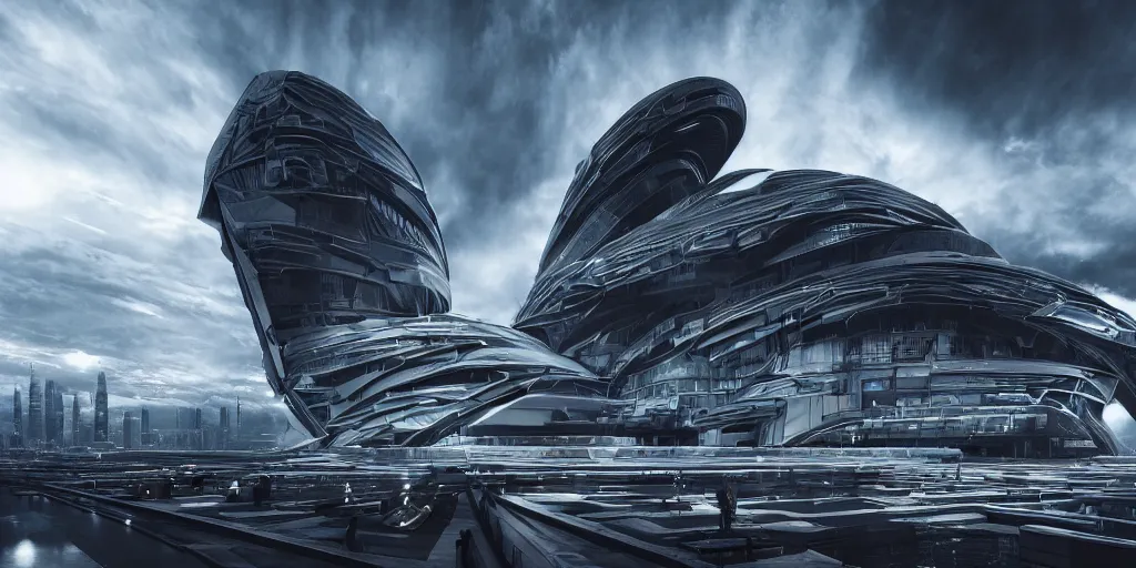 Prompt: futuristic architectural masterpiece, intricate complexity, dramatic lighting, 4 k, cinematic dramatic atmosphere